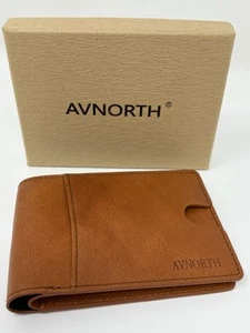 AVNORTH RFID Blocking Bifold Genuine Leather Slim Men's Wallet (Brown), NIB - Picture 1 of 4