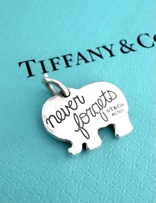 RARO Tiffany & Co. 925 Elefante Esterlina Nunca Olvida Dije Foto 1 de 4