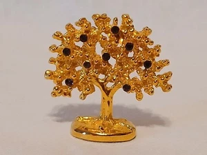 Statuina albero della vita in metallo tono oro con piccole pietre preziose cristallo rosso - 2" - Foto 1 di 7