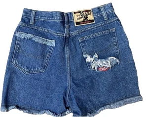 Vtg. Tough Jeans No Excuses Women’s Denim Raw Edge Shorts Sz 11 12 Roller Derby - Picture 1 of 9