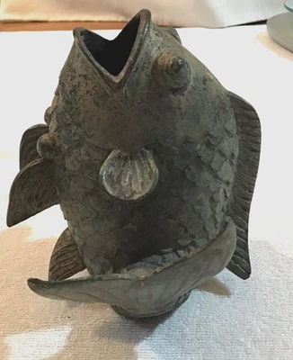 Vtg Bronze Koi Fish Sculpture Vase , Multiple Positions Artististicly Unique  - Image 1 of 4