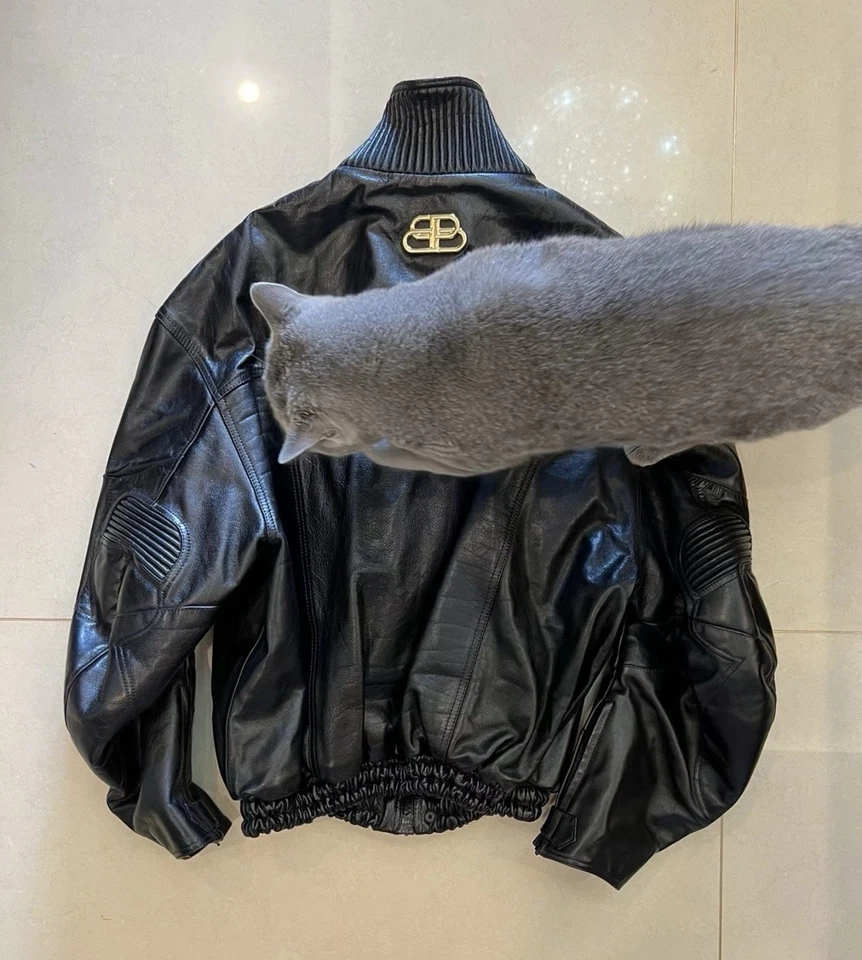 Balenciaga Biker Black Leather Jacket Men's - Image 1 of 4