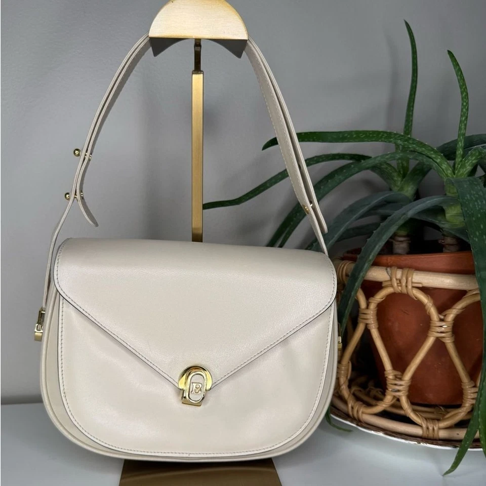 VTG 70s Bally International Cream Leather Shoulder Bag Italy Made Gold Hardware - Image 1 of 4