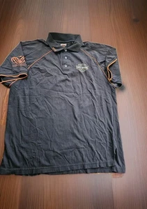 Harley Davidson Polo Shirt Mens Lg Black Orange Tampa FL Short Sleeve Faded  - Picture 1 of 10