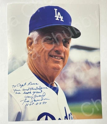 Tommy Lasorda Los Angeles Dodgers Team 8x10 Signed Auto Autograph Photo HOF 8-3- - Image 1 of 2