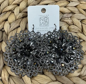 Orecchini pendenti dichiarazione DEADSTOCK perline floreali grossi canna di fucile capriccioso - Foto 1 di 7