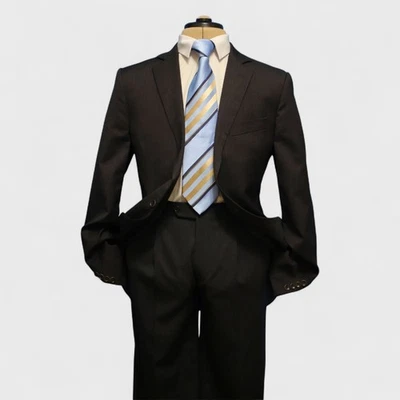 Brooks Brothers 1818 Fitzgerald 2 Pc Suit 42L Charcoal Gray ESTRATO Wool MAKERS - Image 1 of 4