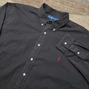 Ralph Lauren Vintage Mens Black Long Sleeve Shirt Size 2XL - Picture 1 of 6