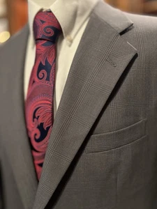 VTG Polo Ralph Lauren Mens 42R Jacket 36x33 Wool Gray Plaid 2-Piece Suit - Picture 1 of 13