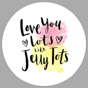 x24 Circular Love You Lots Like Jelly Tots Sweet Cone Stickers Gift Labels - Picture 1 of 1