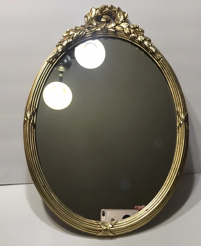 Vintage Large Wall Mirror OVAL-Syroco Ornate Gold Plastic Hollywood Regency Cover