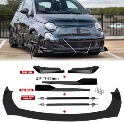 For Fiat 500 Front Rear Bumper Lip Spoiler Splitter+ Side Skirt Foto 1 de 4