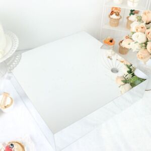 18"x18" Silver Acrylic Cake Box Stand: Elegant Mirror Finish Display