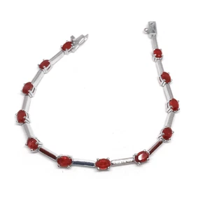 Natural Ruby Line Bracelet Dainty Bracelet 925 Silver Ruby Bracelet - Picture 1 of 8