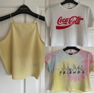 Fab New Look 915 Girls Cropped T-Shirts & Top Bundle 14-15 Years VGC - Picture 1 of 7