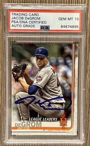Jacob DeGrom Signed 2019 Topps Card Cy Young NY Mets PSA/DNA AUTO GEM MINT 10