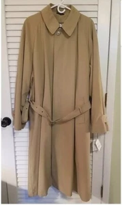 NOS Millennium Collection Trench Coat Size 46 Reg Khaki Men Belted Button Liner - Picture 1 of 13