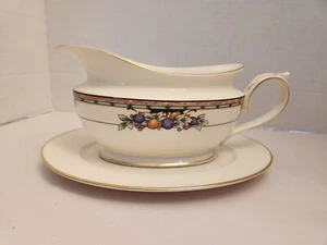 LENOX TUSCAN ORCHARD Bone China Gravy Boat W/ Underplate RARE MINT - Picture 1 of 16