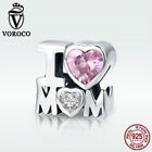 Chaîne bracelet en argent sterling 925 Voroco perle I Love MAMAN Heart Fit femme