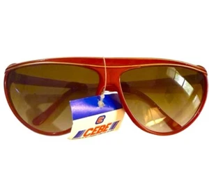 1980’s CEBE France Angular Red & Gold Sunglasses, Unisex, Deadstock - Picture 1 of 6