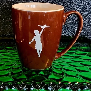 Storyville Coffee Company •Boy Running With Toy Airplane• Mug Brown Cup Ceramic - Picture 1 of 5