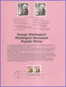 USA7 #2149 U/A SOUVENIR PAGE FDC STR2  George Washington & Monument - Picture 1 of 1