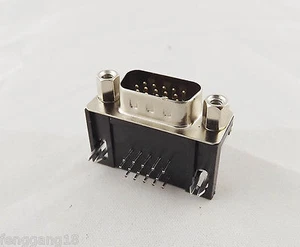 VGA DB15 15-Pin D-SUB 3 Rows Male Right Angle PCB Solder Cable Connector Adapter - Picture 1 of 8