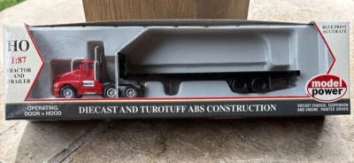 MODEL POWER HO Scale SH Truck and Trailer 19001 Red/Black Flat NIB MINT - Image 1 of 4