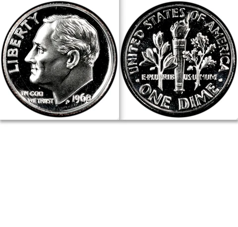 1968 No S PCGS PR68 ◉ 12 Survive Per PCGS Coin Facts ◉ Proof Roosevelt Dime  10C Cover