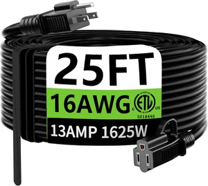 Cable de Extensión HUANCHAIN Interior Exterior Negro 25 Pies Impermeable, Calibre 16/3 Flexi - Imagen 1 de 12