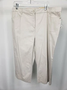 KAREN SCOTT Comfort Waist Capri Tummy Control Cotton sz 20W Khaki NWT - Picture 1 of 3