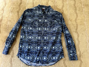 Rock & Roll Denim Men's Grey Navy and Blue Aztec Long Sleeve Western Shirt XL - Picture 1 of 5