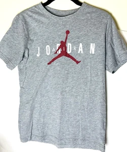 NIKE Air Jordan Boys Tee Shirt Gray Short Sleeve Jump Man Logo Size Large 12-13 - Picture 1 of 6