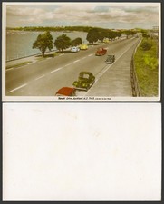 New Zealand Auckland Old Postcard Tamaki Drive, Street Scene, Vintage Motor Cars