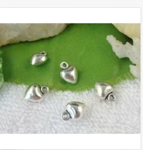 Whole Sale 150pcs Tibetan Silver smooth heart charm For Jewelry Makings - Picture 1 of 2
