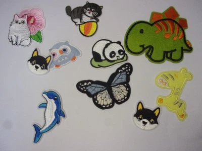 10 x Iron On Sew On Patches Motifs Badges Mixed Sizes Animal Theme A2 - Image 1 of 2