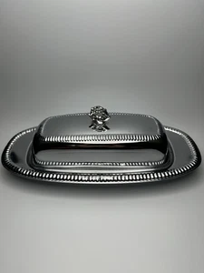 Vintage Butterdose Metall silberfarben - Bild 1 von 4