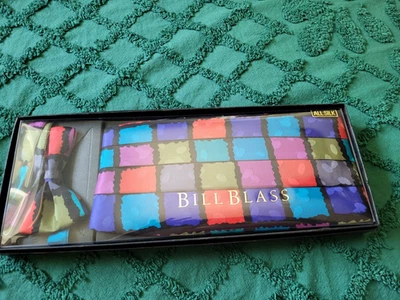 Juego de pajarita y cumberbund Bill Blass 100 % seda vintage - nuevo en caja original Foto 1 de 2