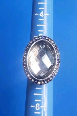 Vintage Brighton Silver Tone Ring with Multi Color Stones. Size 6 - Image 1 of 4