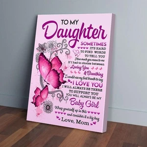 To My Daughter Mom Butterfly Matte Poster, Canvas - Picture 1 of 11