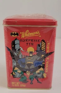 Vintage Whitman's Batman & Robin Surprise Tin Red 1997 sigillato in fabbrica 4x 2,5 x 2 - Foto 1 di 7