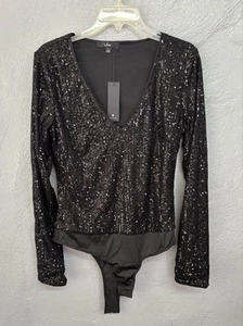 Lulus Bodysuit Sequins Black Size Large New with tags - Picture 1 of 14