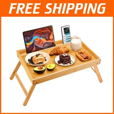 Multipurpose Bamboo Tray with Folding Legs - Ideal for Breakfast & Laptop - Image 1 of 4