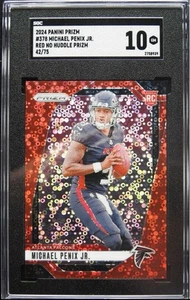 2024 Michael Penix Jr. Panini Prizm No Huddle Red #378 #/75 ROOKIE RC SGC 10 - Foto 1 di 4