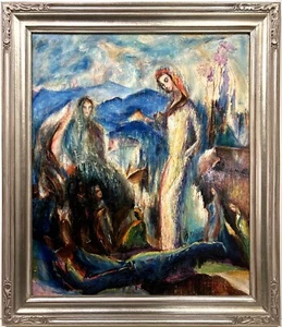 ALLEGORICAL EXPRESSIONIST PAINTING Jacques LaGrange van Huyzen 20th c. American - Picture 1 of 9