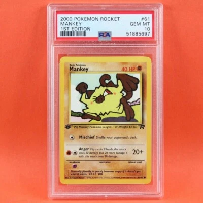 2000 Pokemon Mankey #61 WOTC Team Rocket 1st Edition PSA 10 Gem Mint CGC TAG - Image 1 of 2