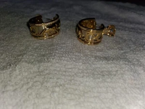 Cartier Vintage Walking Panthere 18k Yellow & White Gold Hoop Earrings - Picture 1 of 12