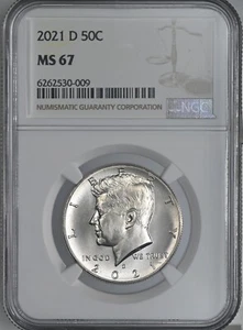 2021-D 50C KENNEDY HALF DOLLAR (CLAD) "DENVER MINT" NGC MS67 #6262530-009 - Picture 1 of 4