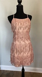 Gorgeous Blush Fringe Lace Back Mini Dress - Picture 1 of 6