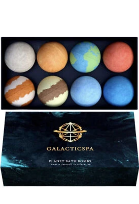 GALACTICSPA Bath Bombs Planet Themed, Rich in Essential Oil and Shea Butter 8 X 60G Handmade